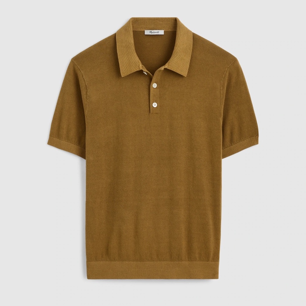 Madewell Three-Button Sweater Polo Shirt Size Small in Faded Birch NWT